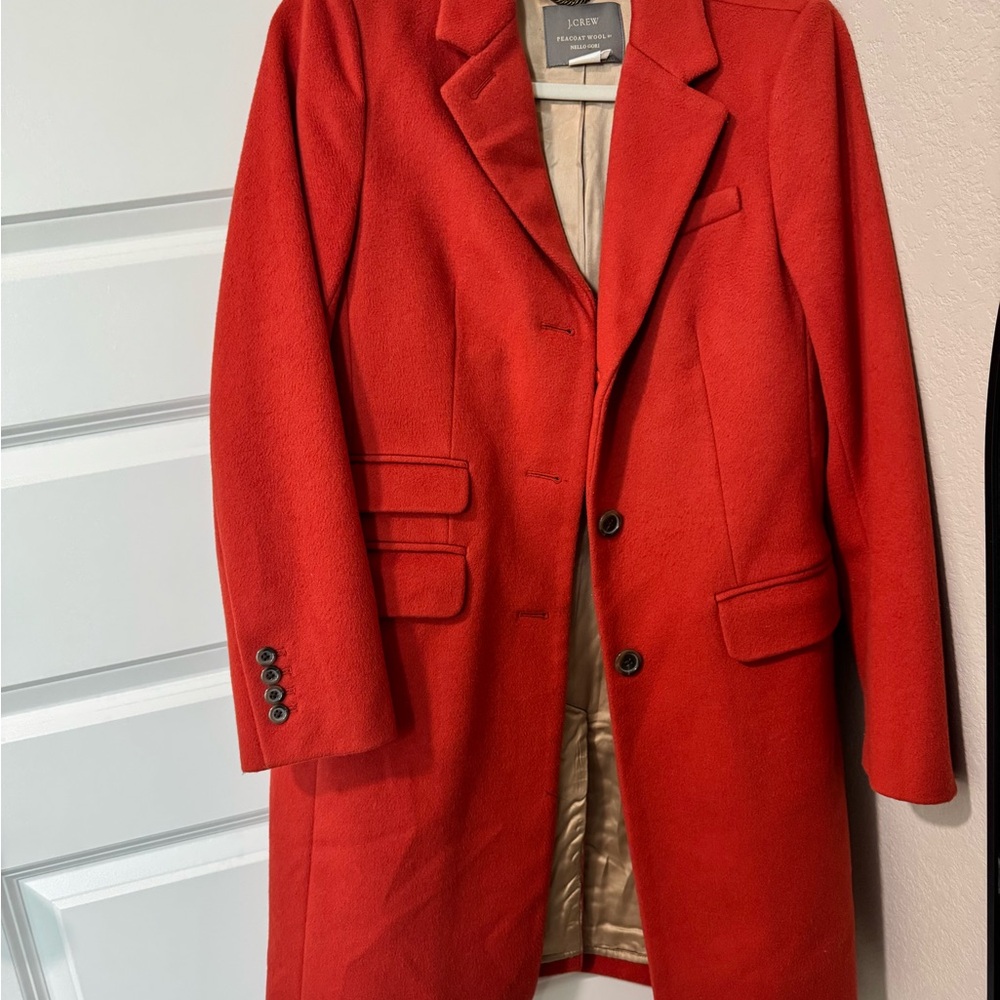 J. Crew Red Trench Coat Classic Tailored Design
